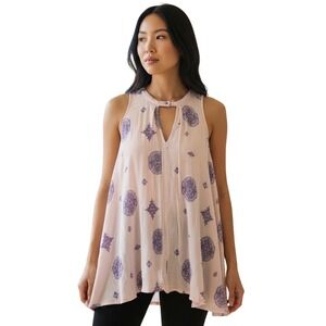 Free People‎ Pink Purple Medallion Print Trapeze tunic Dress XS